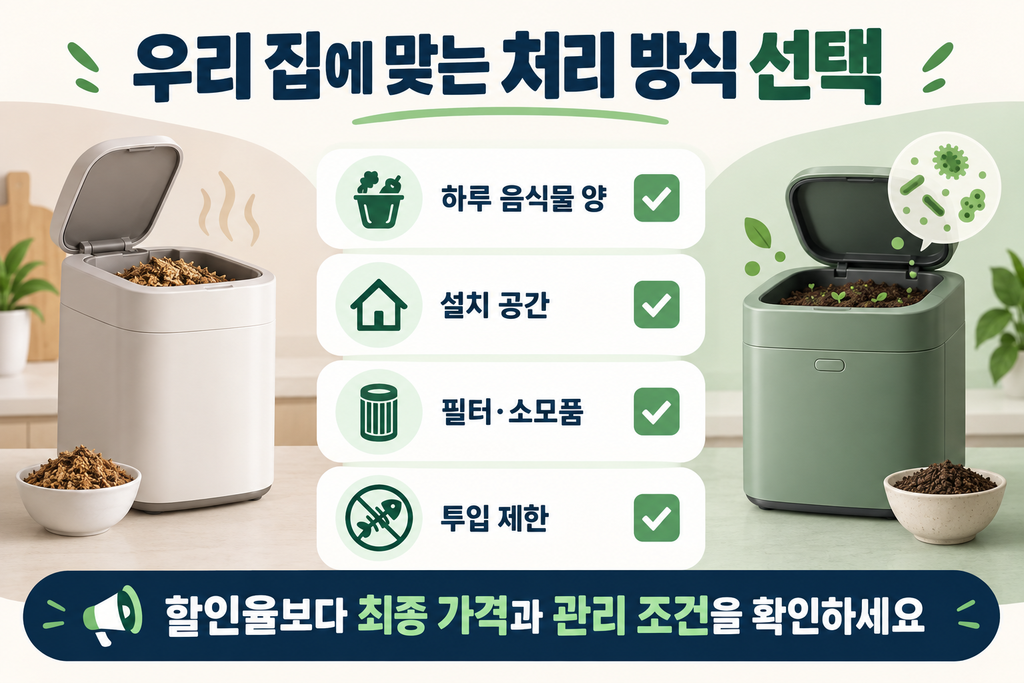 음식물처리기 추천 20종 종합 비교, 가격·판매처·할인율과 용량별 선택 기준