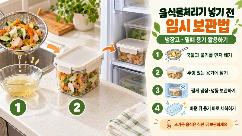 음식물처리기 넣기 전 임시 보관법, 냉장고·밀폐 용기 활용과 주의사항