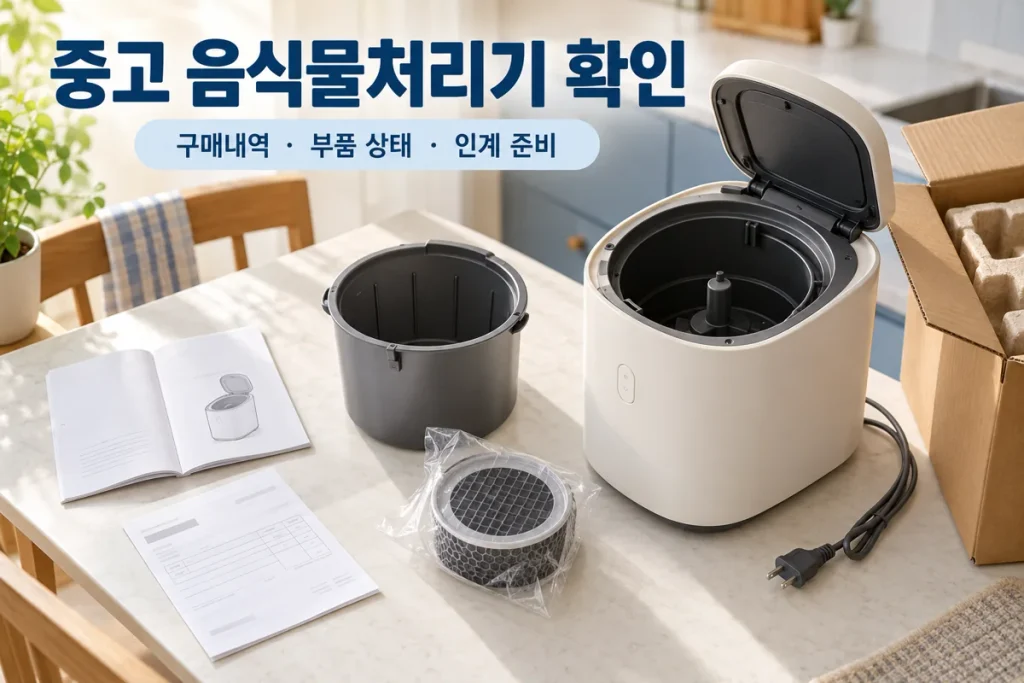 음식물처리기 중고 거래 전 확인할 것, 구매내역·보증 조건·소모품·인계 준비